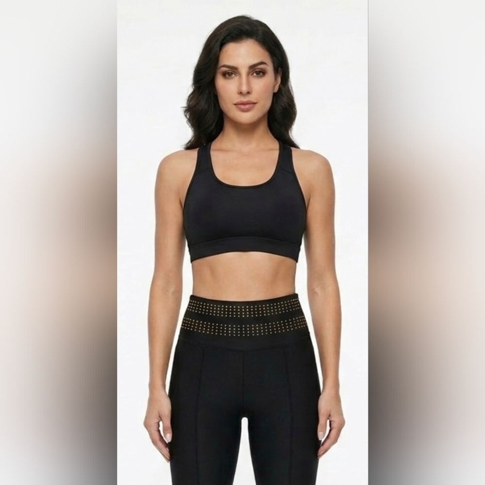 Tissini Black Leggings with Gold Studds Size L
